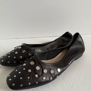 SCHUTZ Black and Silver Studded Leather ballet Flats 9.5B
